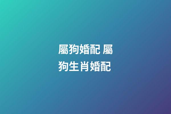 屬狗婚配 屬狗生肖婚配